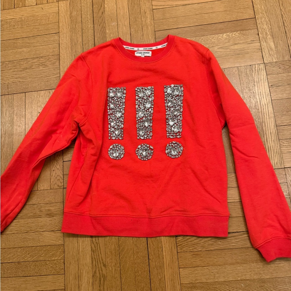 Opening Ceremony Exclamation Point Bedazzled Sweatshirt